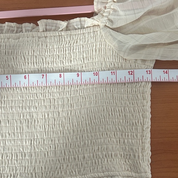 Moon River Cream Smocked Puff-Sleeve Tiered Maxi Dress - Picture 9 of 14